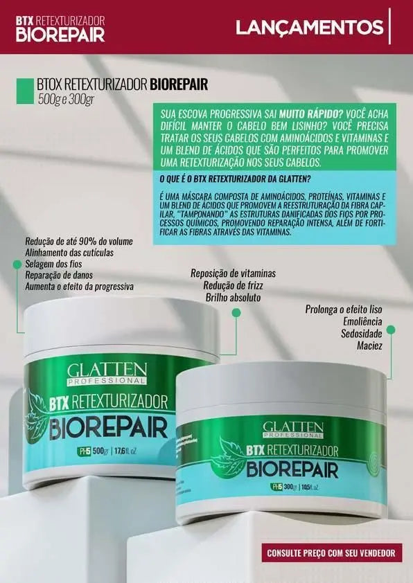 BTX RETEXTURIZADOR BIOREPAIR GLATTEN 300G